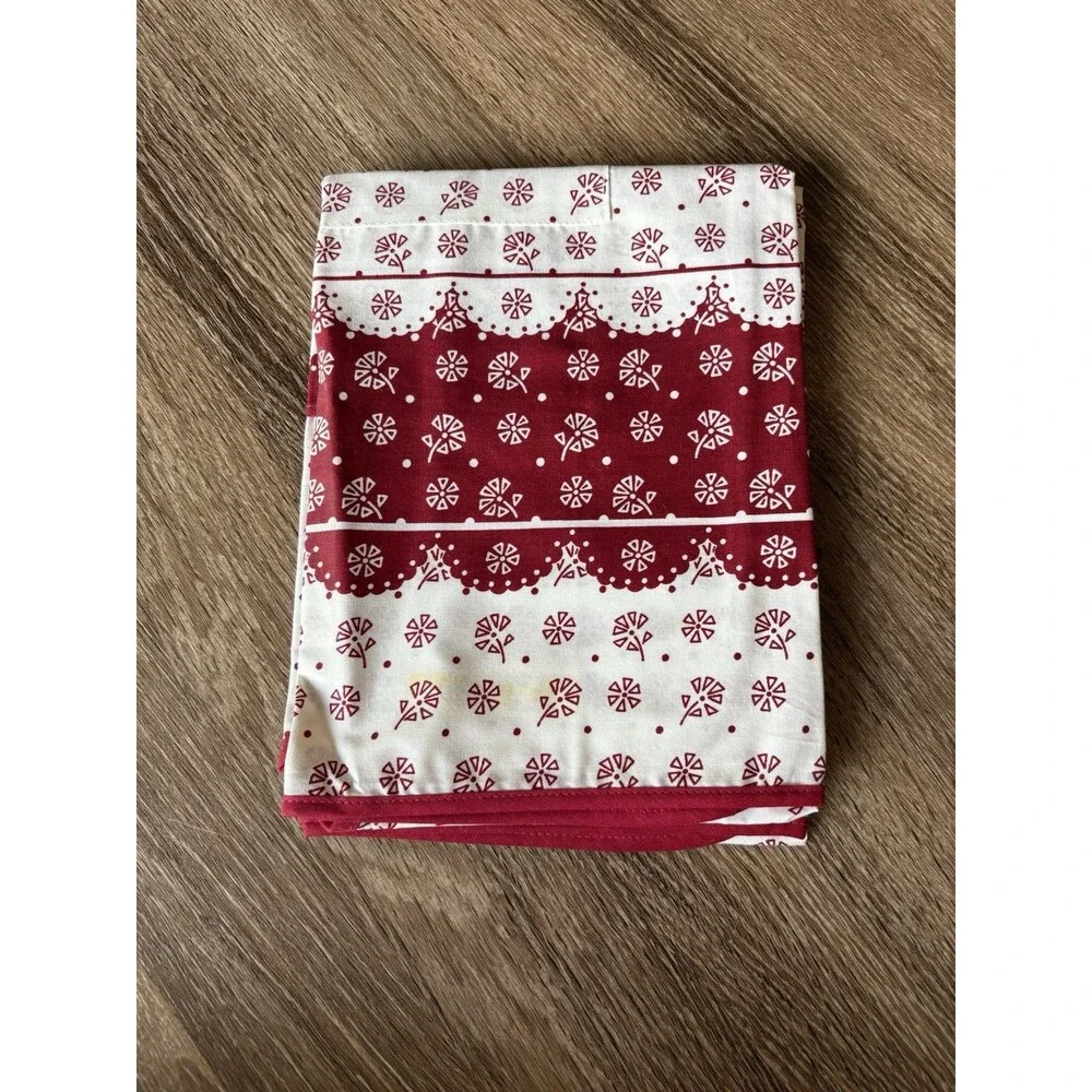Red Floral Vintage Apron Cotton From West Germany With Pocket Cottage Core